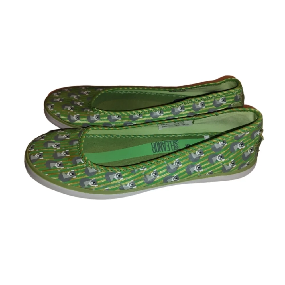 Keds x Eleanor Lime Green Satin Flats with Koalas